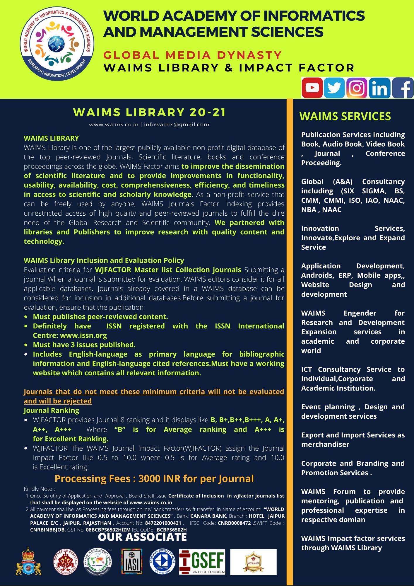 WAIMS Library and Impact Factor Services